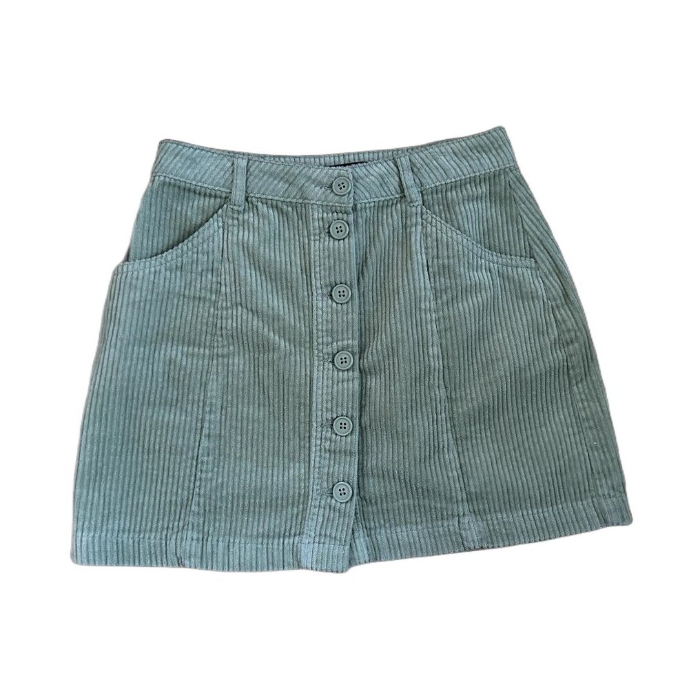 FOREVER 21 GREEN CORDUROY MINI SKIRT SIZE SMALL